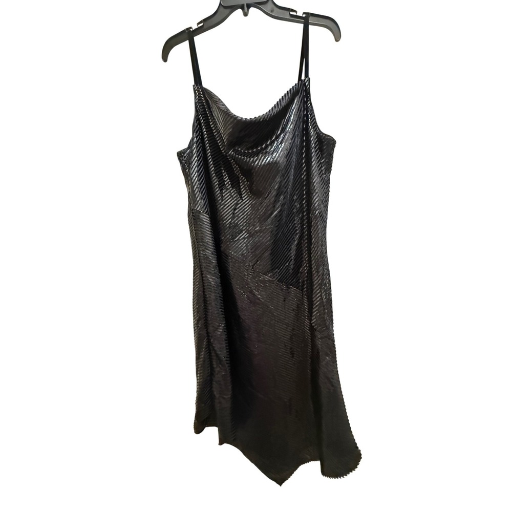Trina Turk Black Geometric Asymmetrical Midi Dress NWT 2110303NV1‎ XL $248